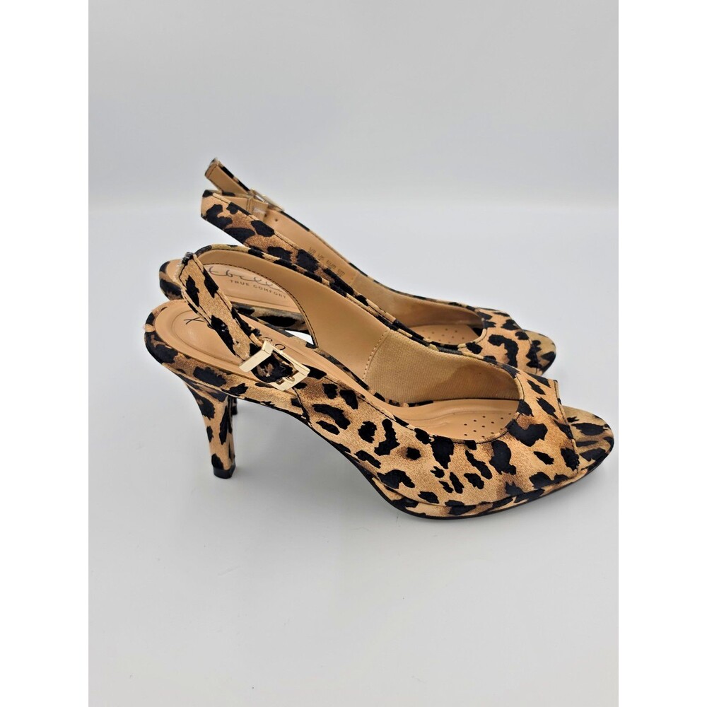 Abella True Comfort Leopard Peep Toe Slingback Heels Women’s 6M EU 36